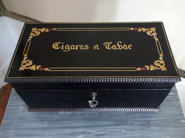 Napoleon III blackened wood and Boulle marquetry cigars box, 19th century