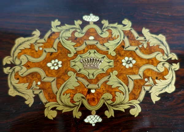 Large marquetry scarf box / jewelry box, Napoleon III production - 19th century