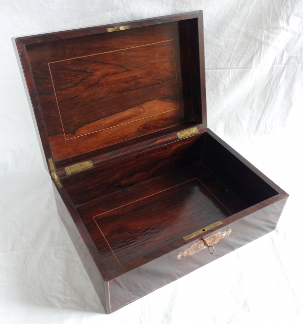 Large marquetry scarf box / jewelry box, Napoleon III production - 19th century