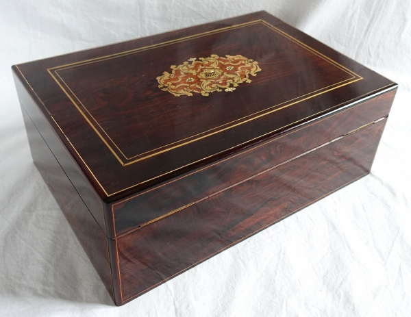 Large marquetry scarf box / jewelry box, Napoleon III production - 19th century