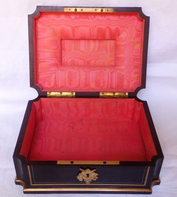 Grand coffret / boîte à bijoux d'époque Napoléon III en marqueterie Boulle
