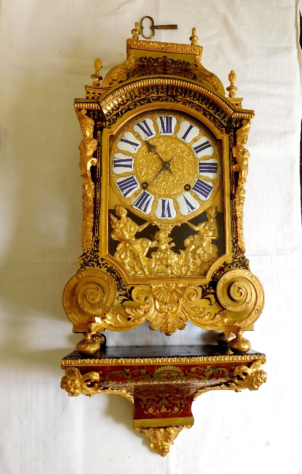 Boulle marquetry clock console, Regency style, mid 19th century production