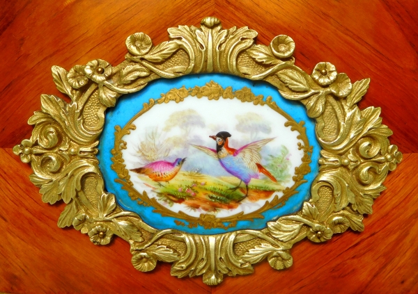 Vervelle - grande jardinière Napoléon III en bois de rose, bronze doré et porcelaine de Sèvres