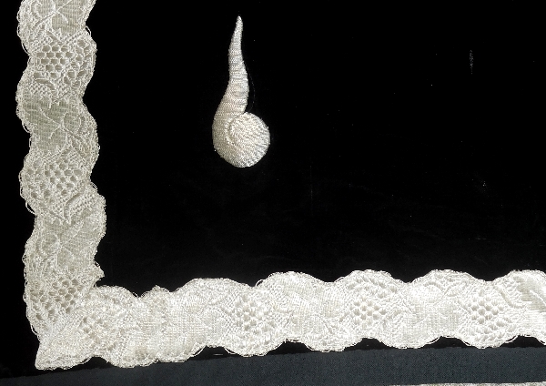 5 pieces velvet silk and silver thread funeral linen, 19th century