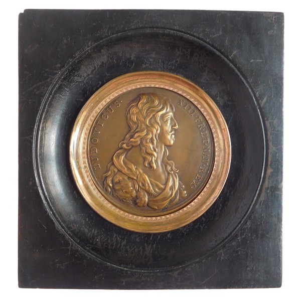 Portrait miniature du Roi Louis XIII, médaille en bronze, souvenir historique royaliste