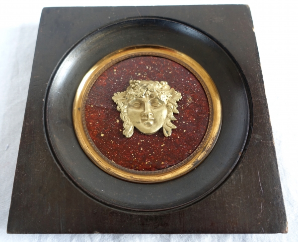 Miniature portrait of Bacchus, ormolu on a porphyry background, 19th century