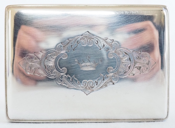 Coffret de voyage d'homme 32 pièces, argent massif et cristal, couronne de Vicomte, XIXe siècle vers 1840