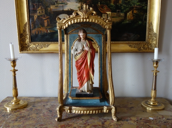 Niche à statue en bois doré, travail baroque Napolitain du XVIIIe siècle