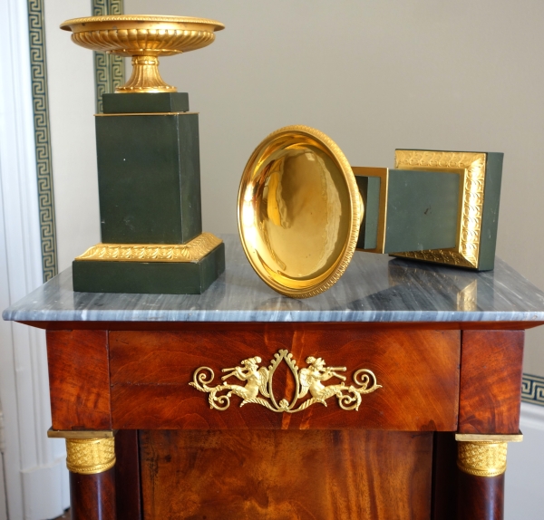 Pair of patinated bronze and ormolu cassolettes - Restauration period