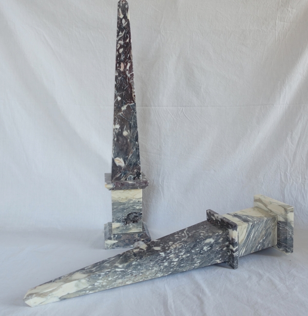 Pair of tall marble obelisks - 55cm - neocalassical decoration