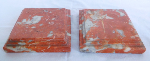Pair of square breche marble bases, Louis XIV style, 20th century Italian production