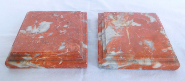 Pair of square breche marble bases, Louis XIV style, 20th century Italian production