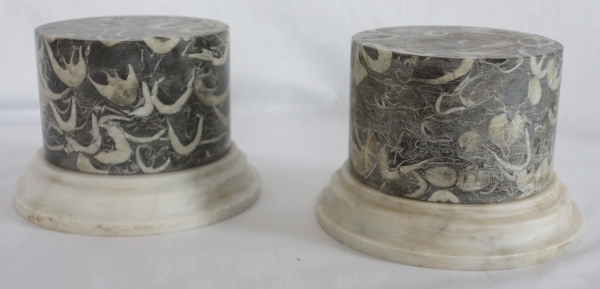 Pair of breche marble bases, Louis XVI style, 20th century Italian production