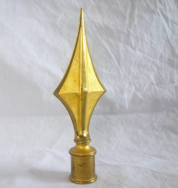 Pointe de hampe de drapeau bannière en bronze ciselé et doré - République Française
