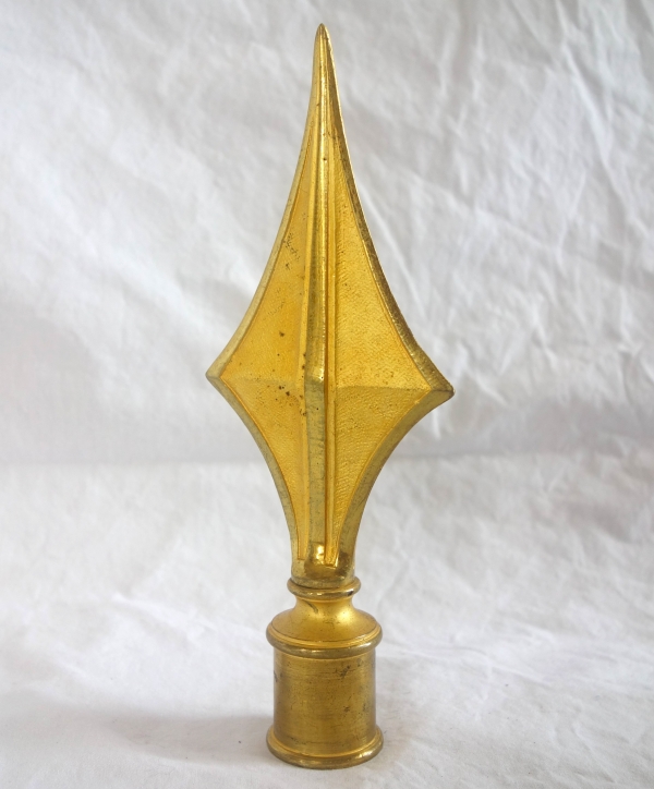 Pointe de hampe de drapeau bannière en bronze ciselé et doré - République Française