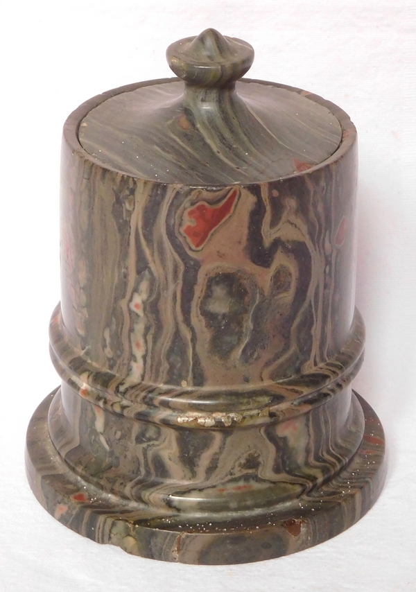 Green marble tobacco pot, late 18th century / early 19th century
