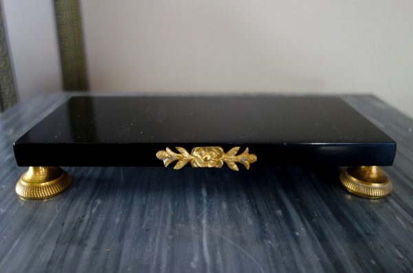 Socle de présentation en marbre et bronze doré au mercure, époque Empire - 21,5 x 9,8cm