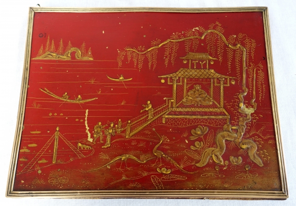 Lacquered metal desk pad in the Chinese style, late 19th century or circa 1900