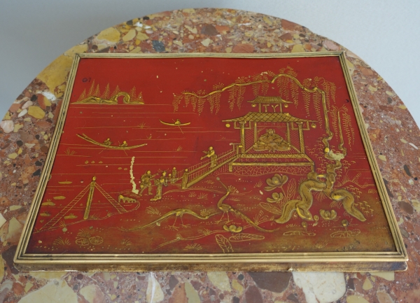 Lacquered metal desk pad in the Chinese style, late 19th century or circa 1900
