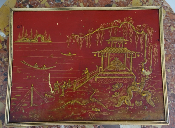 Lacquered metal desk pad in the Chinese style, late 19th century or circa 1900