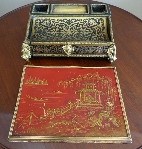 Lacquered metal desk pad in the Chinese style, late 19th century or circa 1900