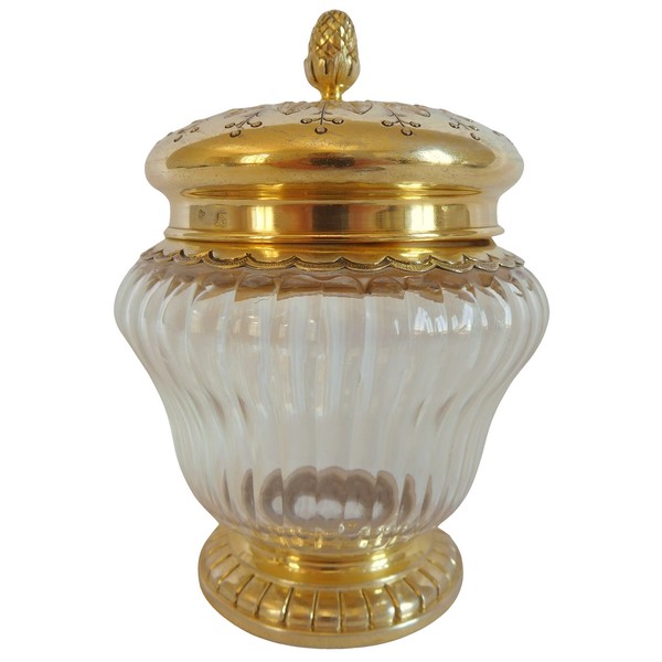 Louis XVI style Baccarat crystal and vermeil sugar pot, late 19th century