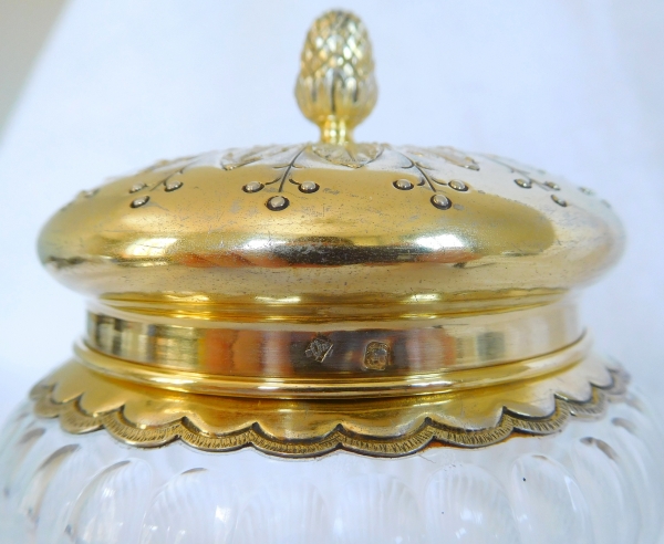 Louis XVI style Baccarat crystal and vermeil sugar pot, late 19th century