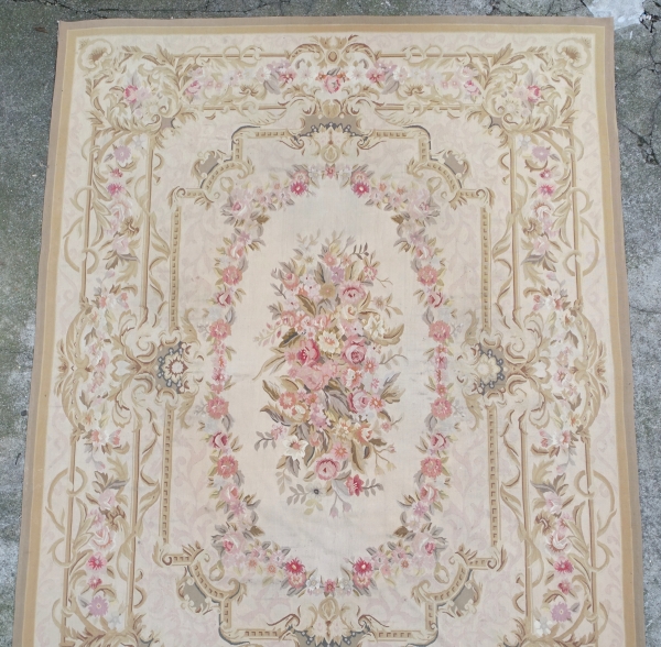 Large Louis XVI style Aubusson carpet, Napoleon III period - 364cm x 265cm