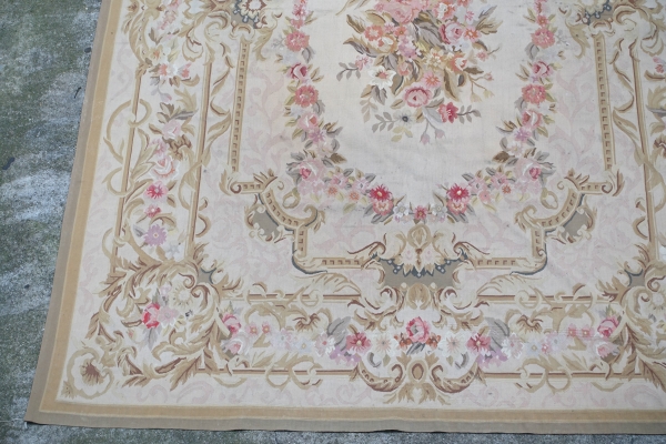 Large Louis XVI style Aubusson carpet, Napoleon III period - 364cm x 265cm