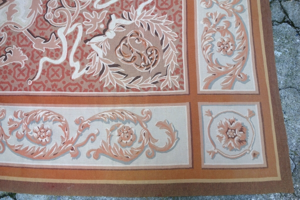 Grand tapis d'Aubusson de style Empire Restauration - 410cm x 300cm