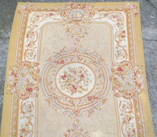 Large Louis XVI style Aubusson carpet, Napoleon III period - 240cm x 305cm