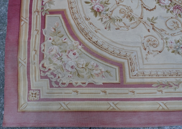 Grand tapis d'Aubusson de style Louis XVI Napoléon III - 308cm x 239cm