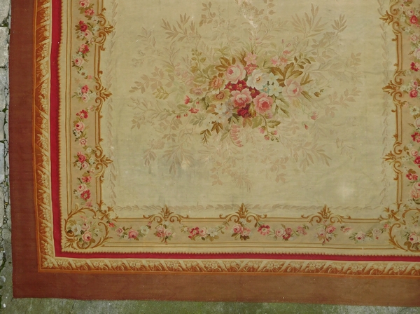 Large Louis XVI style Aubusson carpet, 19th century - Napoleon III production - 415cm x 344cm