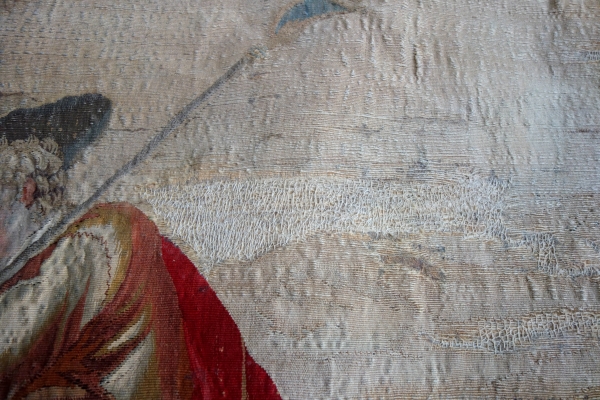 Tapisserie d'Aubusson polychrome, laine & soie, scène galante, milieu XVIIIe siècle - 248cm x 256cm