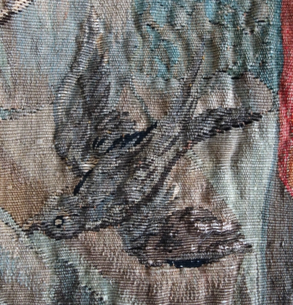 Tapisserie d'Aubusson polychrome, laine & soie, scène galante, milieu XVIIIe siècle - 248cm x 256cm