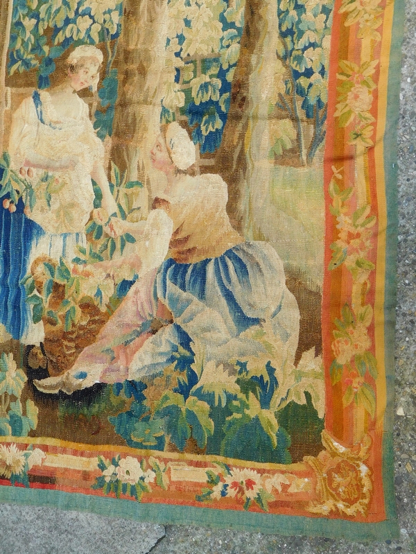 Aubusson tapestry, 18th century, wool and silk - Louis XVI period - 208cm x 305cm