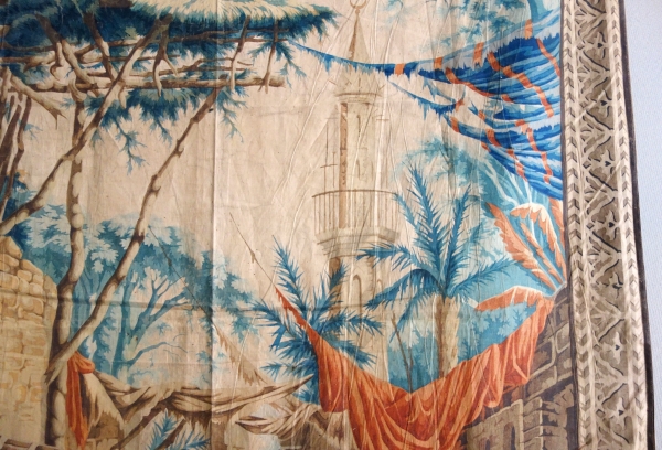 Grande toile imprimée à motif de Turqueries à usage de tapisserie - XIXe siècle