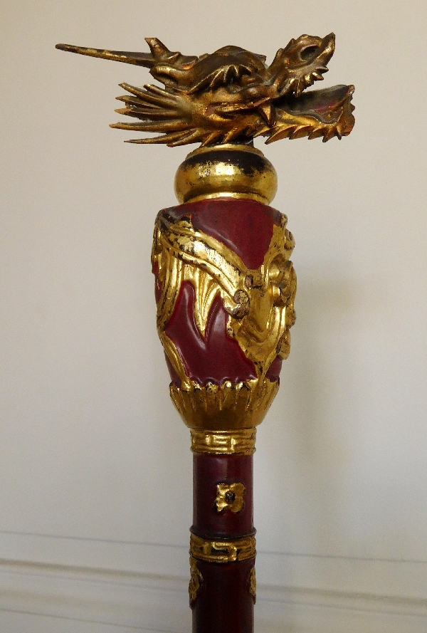 Indochinese weapons trophy - lacquered and gilt wood - cabinet of curiosities
