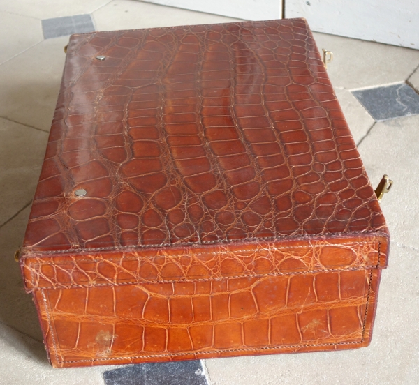 Crocodile leather suitcase circa 1900