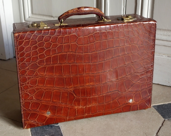 Crocodile leather suitcase circa 1900