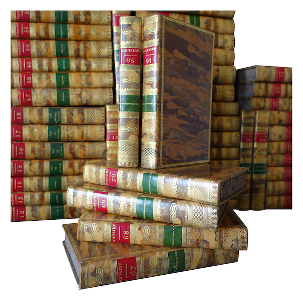 Les oeuvres vomplètes de Voltaire en 70 volumes - belle reliure plein cuir - 1834 - par Firmin Didot