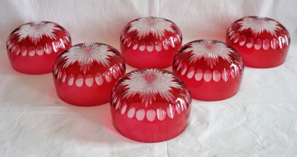 6 Baccarat crystal bowls, red overlay crystal, circa 1900