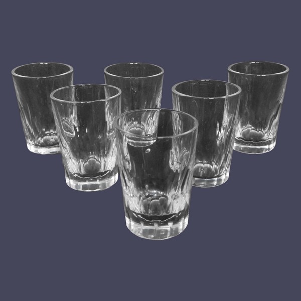6 verres / gobelets à liqueur, cristal de Baccarat d'époque fin XIX siècle, modèle Richelieu