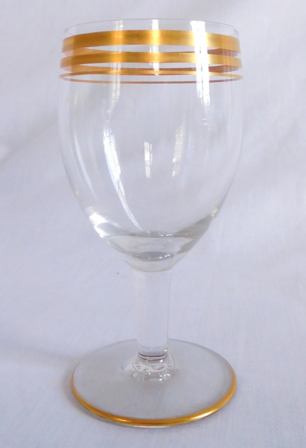 Service de 6 verres à porto en cristal de Baccarat rehaussés de filets d'or - signés