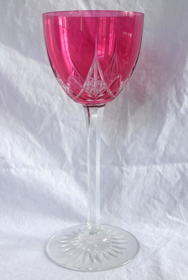 6 Baccarat crystal hock glasses, overlay crystal - Epron pattern