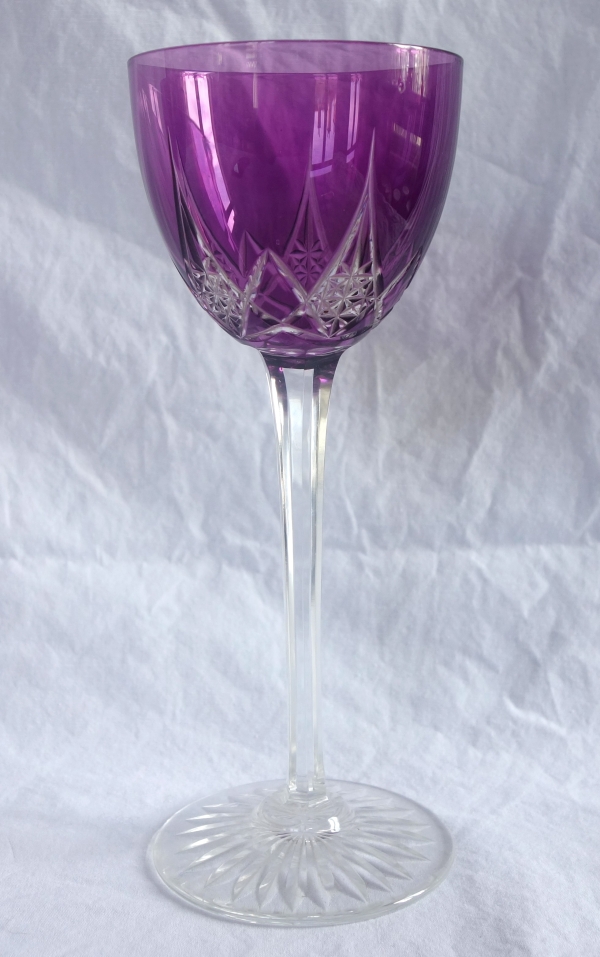 6 Baccarat crystal hock glasses, overlay crystal - Epron pattern