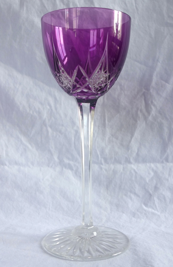 6 Baccarat crystal hock glasses, overlay crystal - Epron pattern