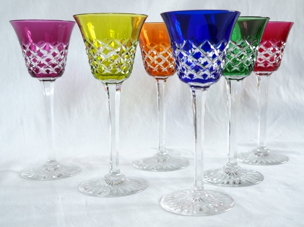 6 verres à vin du Rhin en cristal de Baccarat modèle Burgos - 19,5cm