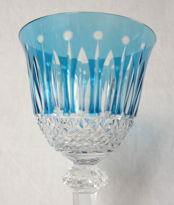 Set of 6 St Louis crystal hock glasses - roemers - Tommy pattern, overlay crystal - signed