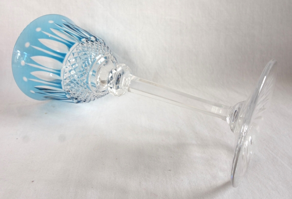 Set of 6 St Louis crystal hock glasses - roemers - Tommy pattern, overlay crystal - signed